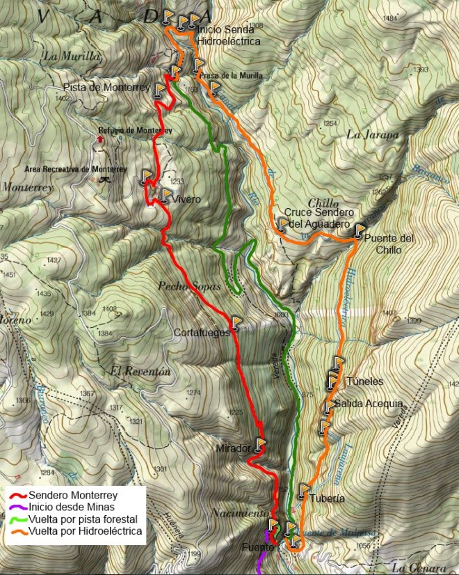 Mapa sendero de Monterrery (PR-A 35)
