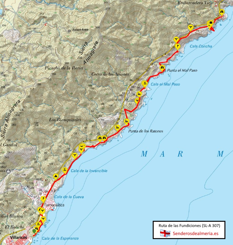 Mapa de la Ruta de las Fundiciones de Villaricos (SL-A 307)